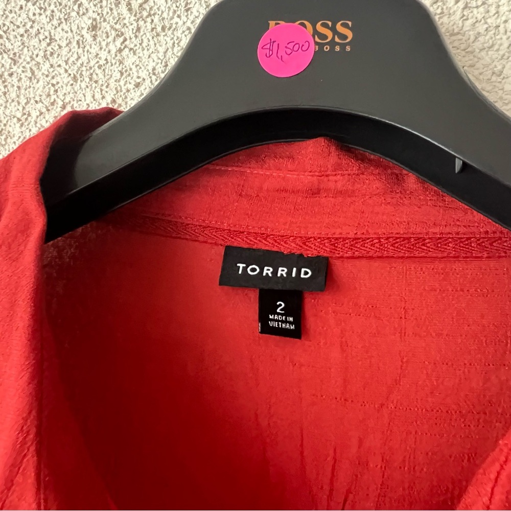 Torrid Crinkle Gauze Button Down Color: Lava Red … - image 5